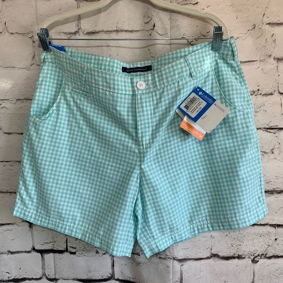 Columbia Pants - Columbia Mint Gingham Shorts Perf. Fishing Gear 14